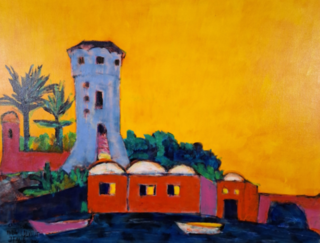 Acryl schilderij, Maya Wildevuur, Isla di Giglio, 2001